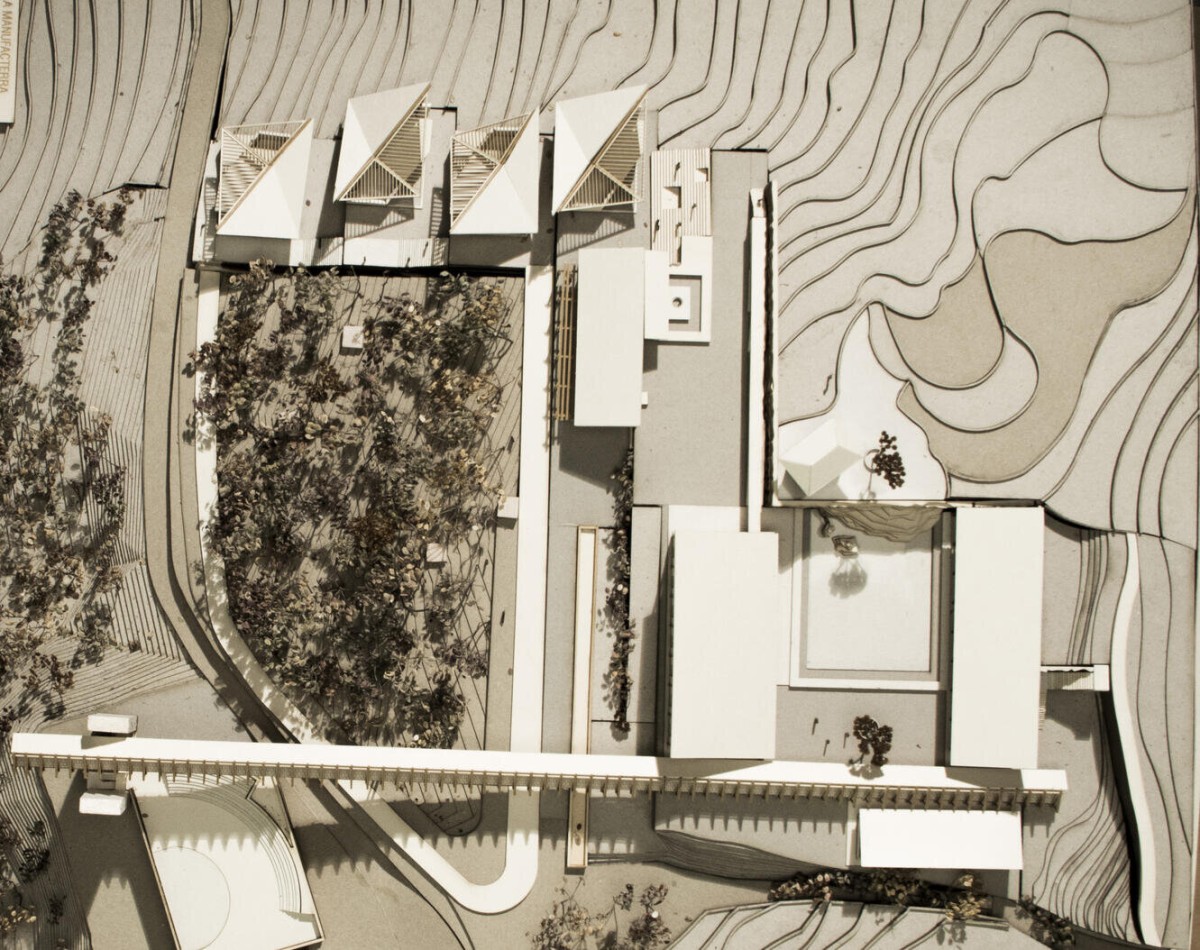 Maquette 200, aerial view of the site model
